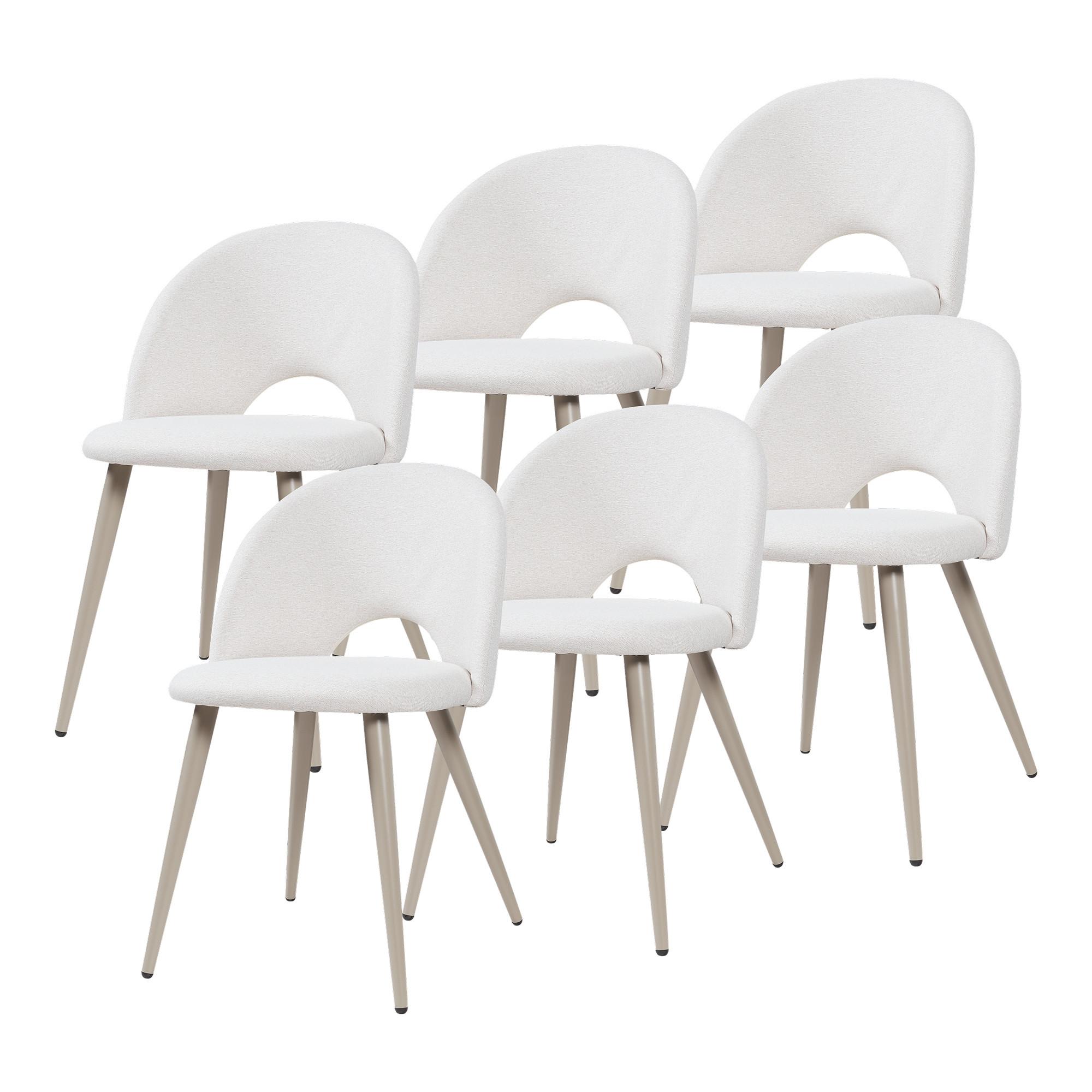 ESSZIMMERSTUHL-SET 6 TLG. Karijoki - Beige, Textil/Metall (50/77/55cm) - [en.casa]