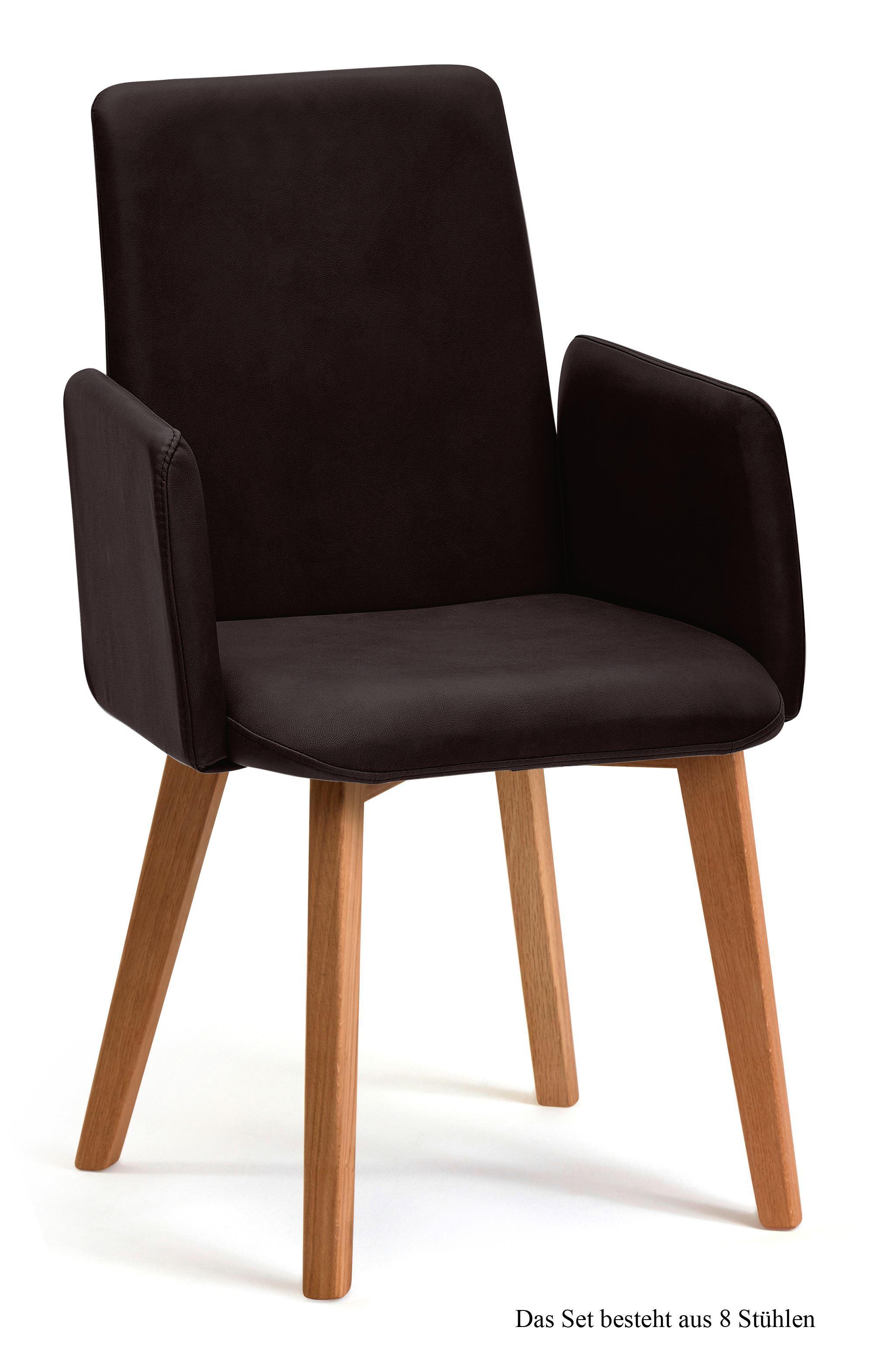 ARMLEHNSTUHL (8er-Set) Darcie 52x92x60 Eiche geölt/Espresso - Eichefarben/Dunkelbraun, Kunststoff (60/92/52cm) - 58aufmkessel