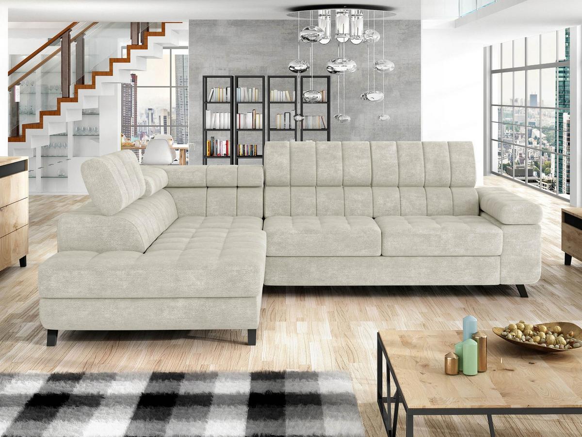 ECKSOFA Nord, Seite: Links - Sandfarben/Schwarz, Holz/Textil (264/203cm) - MIRJAN24