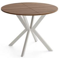ESSTISCH Valio rund oval ausziehbar verlängerbar mit Metallbeinen in Kaschmir Grau, Nussbaum Braun 90-130/90/76 cm - Kaschmir/Beige, Holzwerkstoff/Metall (90/130/76cm) - WFL GROUP