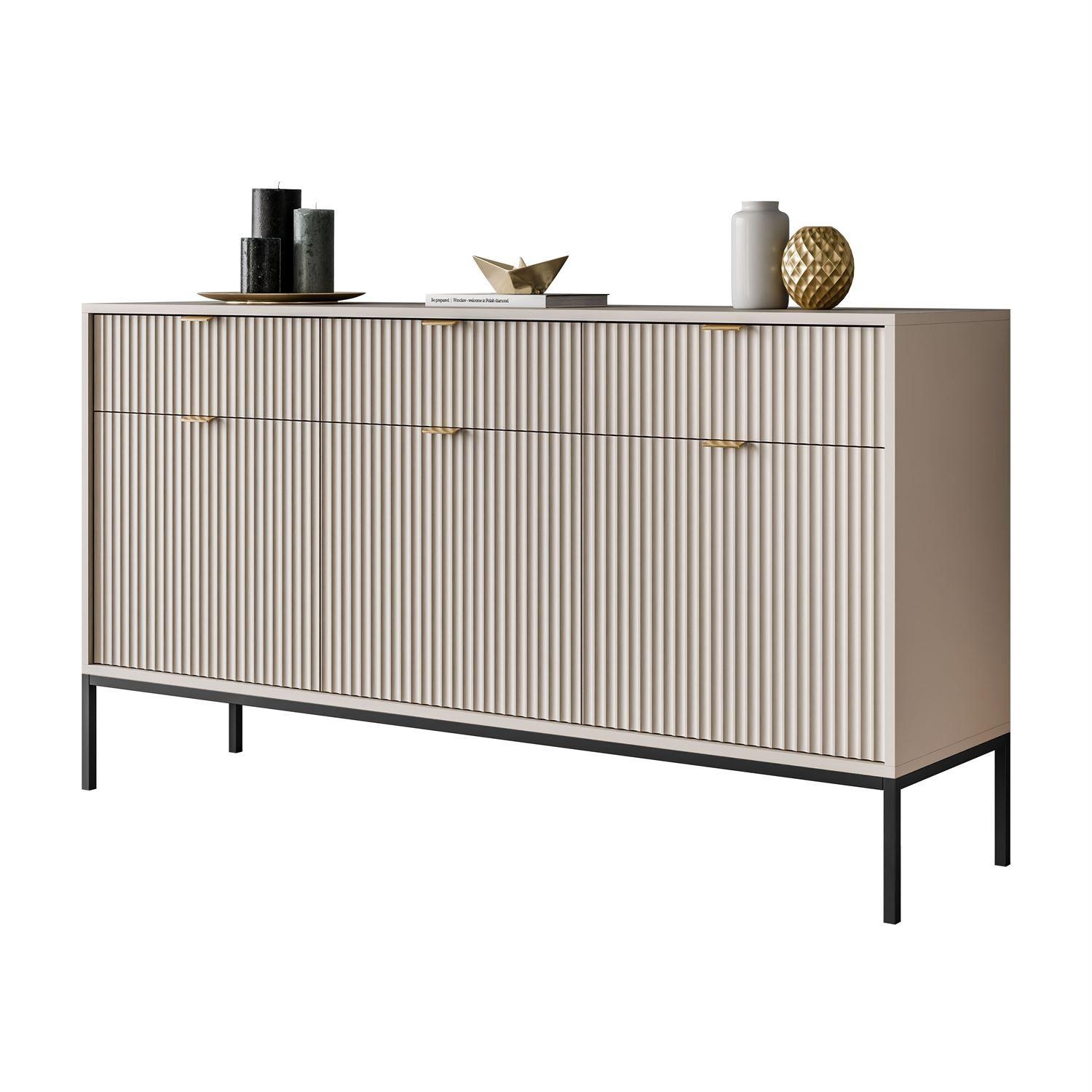 SIDEBOARD CORTADO KSZ154 MIT SCHUBLADEN 154 CM KASCHMIR - Beige, Holzwerkstoff (154/83/39cm) - Lookway