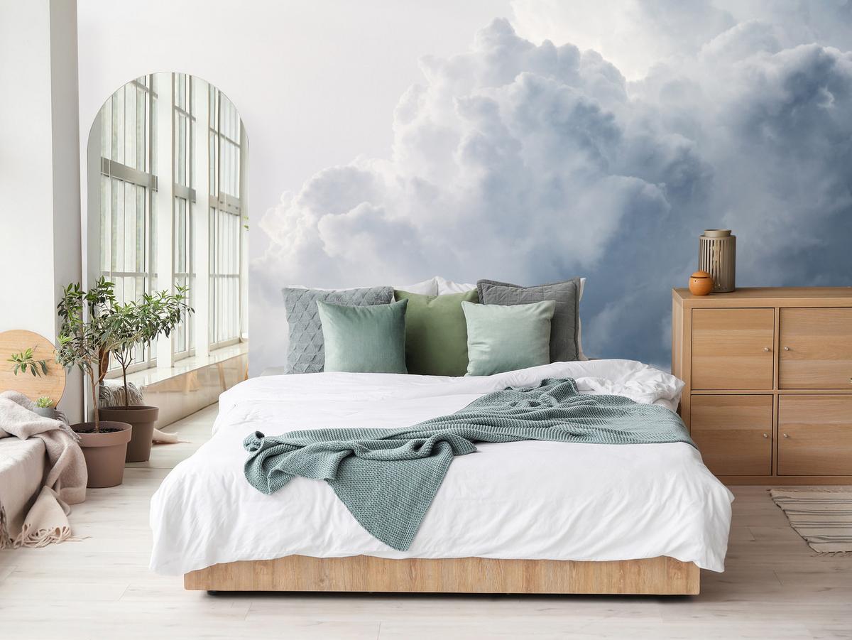FOTOTAPETE für Schlafzimmer Regenschwül Himmel Wolken Sturm 400x280 - Weiß, Papier (400/280cm) - Muralo
