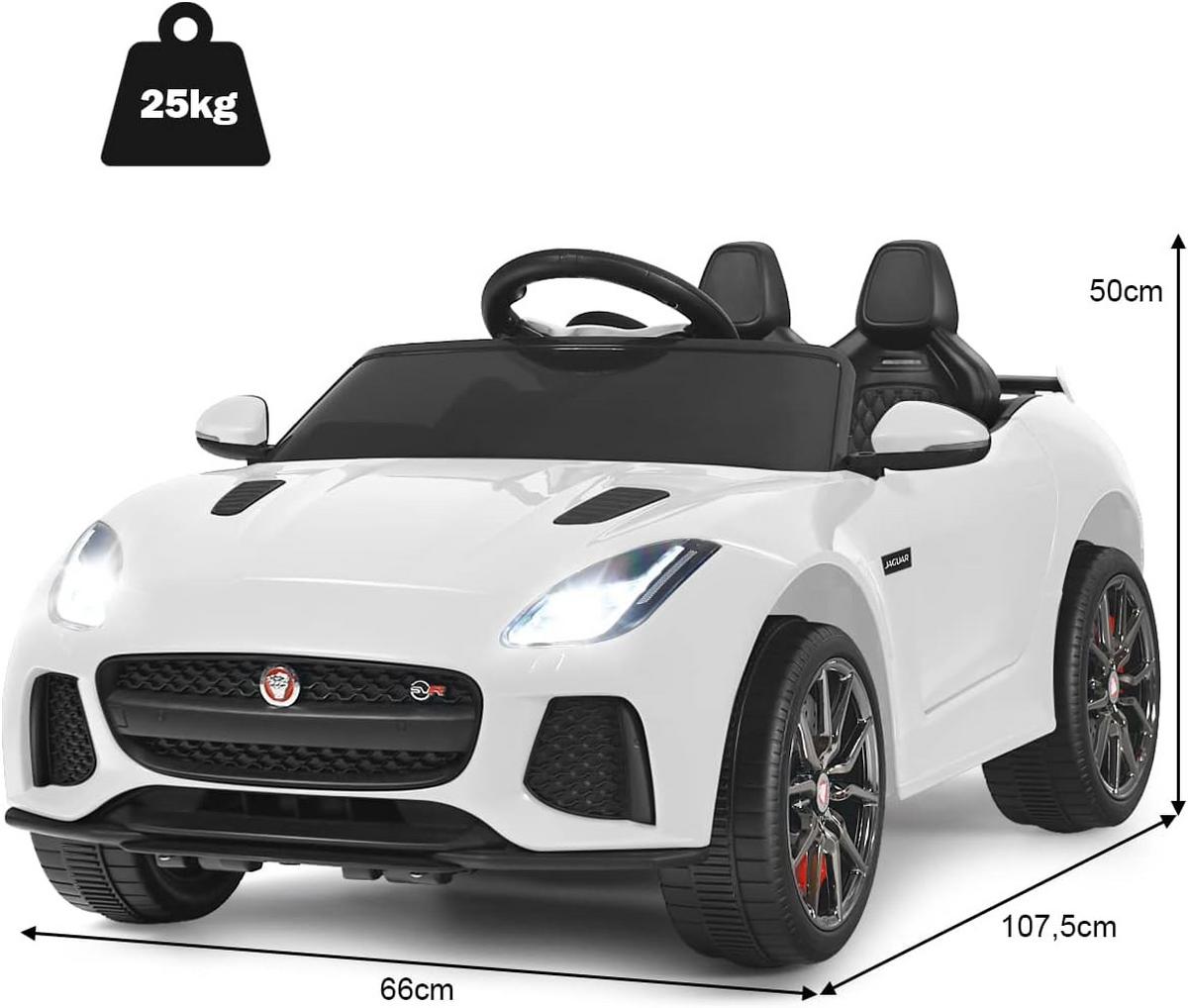 KINDERAUTO Jaguar 12V Elektro Weiß - Weiß, Kunststoff (66/107.5/50cm) - COSTWAY