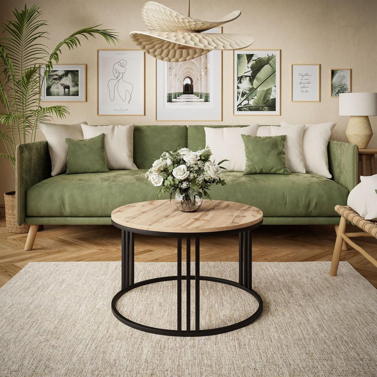COUCHTISCH LORI LOFT - Schwarz/Braun, Holzwerkstoff (70/70/48cm) - Lookway
