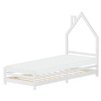 KINDERBETT Haus 90x200 cm mit Matratze Weiß Kiefernholz - Weiß, Holz (90/200cm) - ML-DESIGN