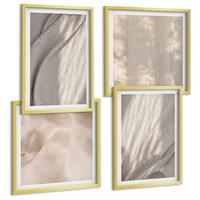 BILDER SET 4er Set - 50x50 cm & 40x60 cm Goldrahmen - Nahaufnahme von natürlichen Boho-Stoffen - Goldfarben, Kunststoff (50/50cm) - TULUP