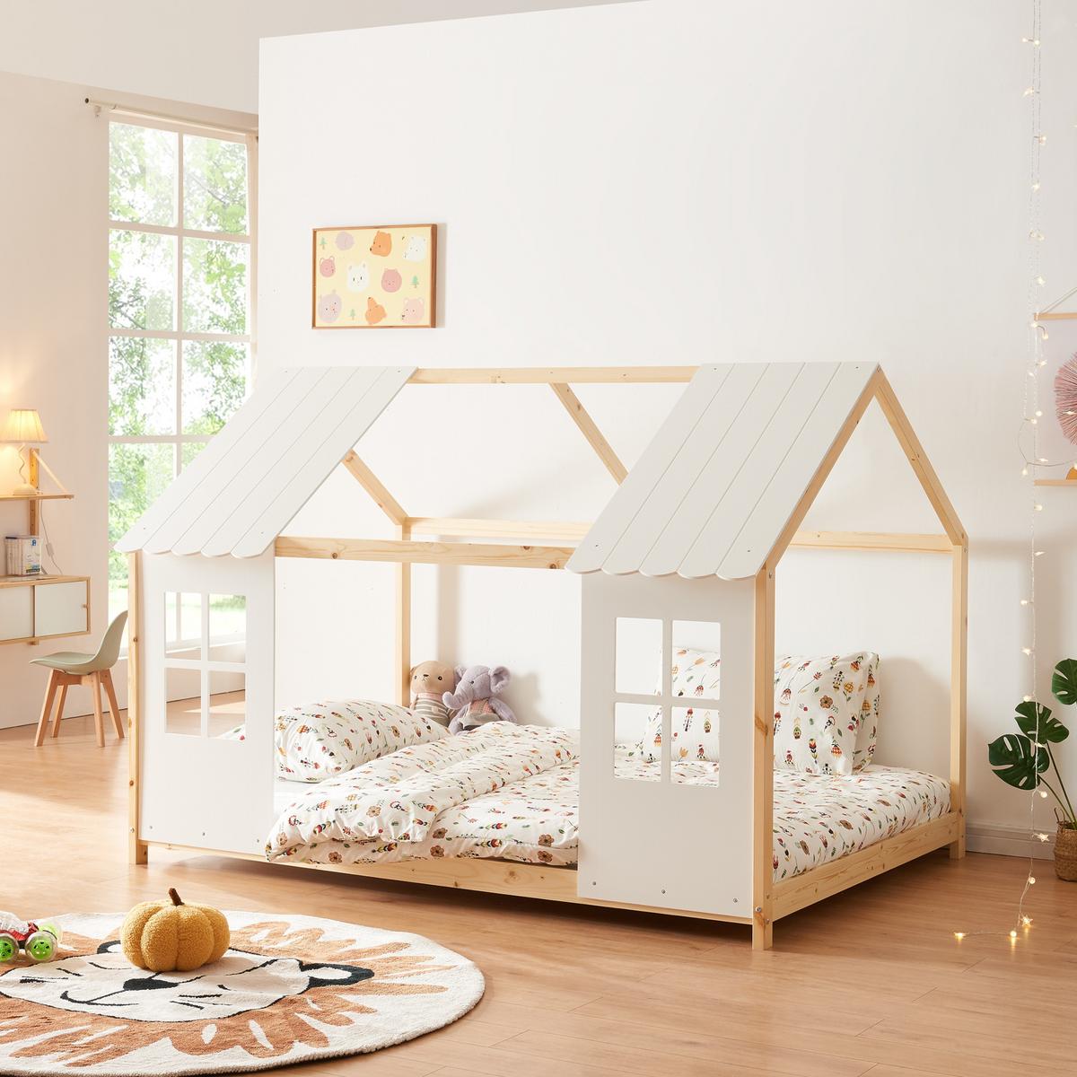 HAUSBETT Tostedt - Naturfarben, Holz (140/200cm) - [en.casa]