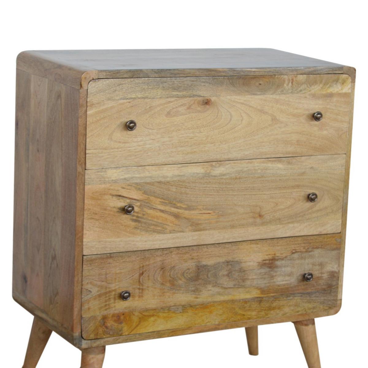KOMMODE 3-Schubladen, Beige - Messingfarben/Braun, Holz/Metall (70/80/35cm) - Artisan Furniture