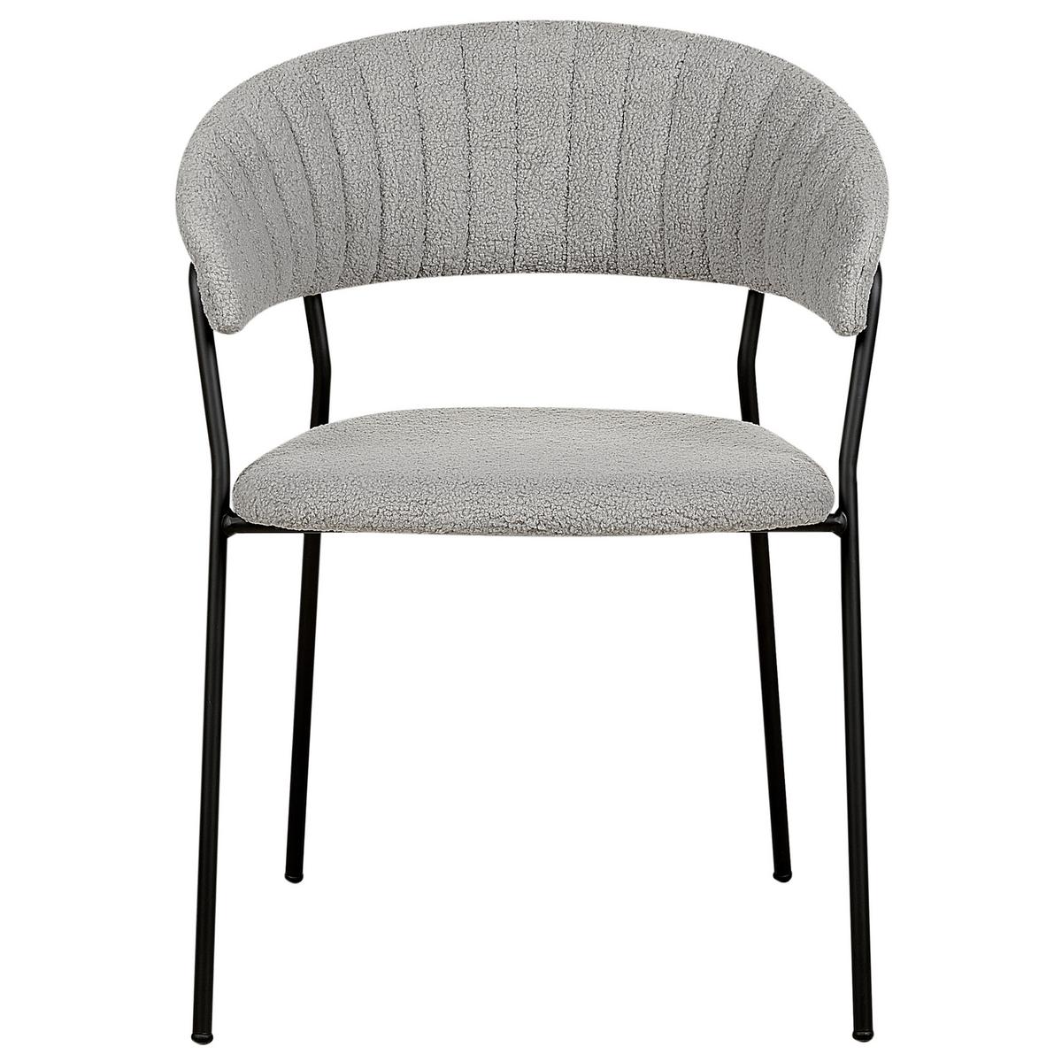 ESSZIMMERSTUHL 2er-Set Bouclé grau Mariposa - Schwarz/Grau, Textil (55/78/55cm) - Beliani