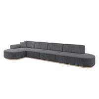 ECKSOFA Ottomane Links MARI-L3-v1 - 413x171x83 cm Dunkelgrau Cord - Dunkelgrau, Holzwerkstoff/Textil (413/171cm) - ALTDECOR