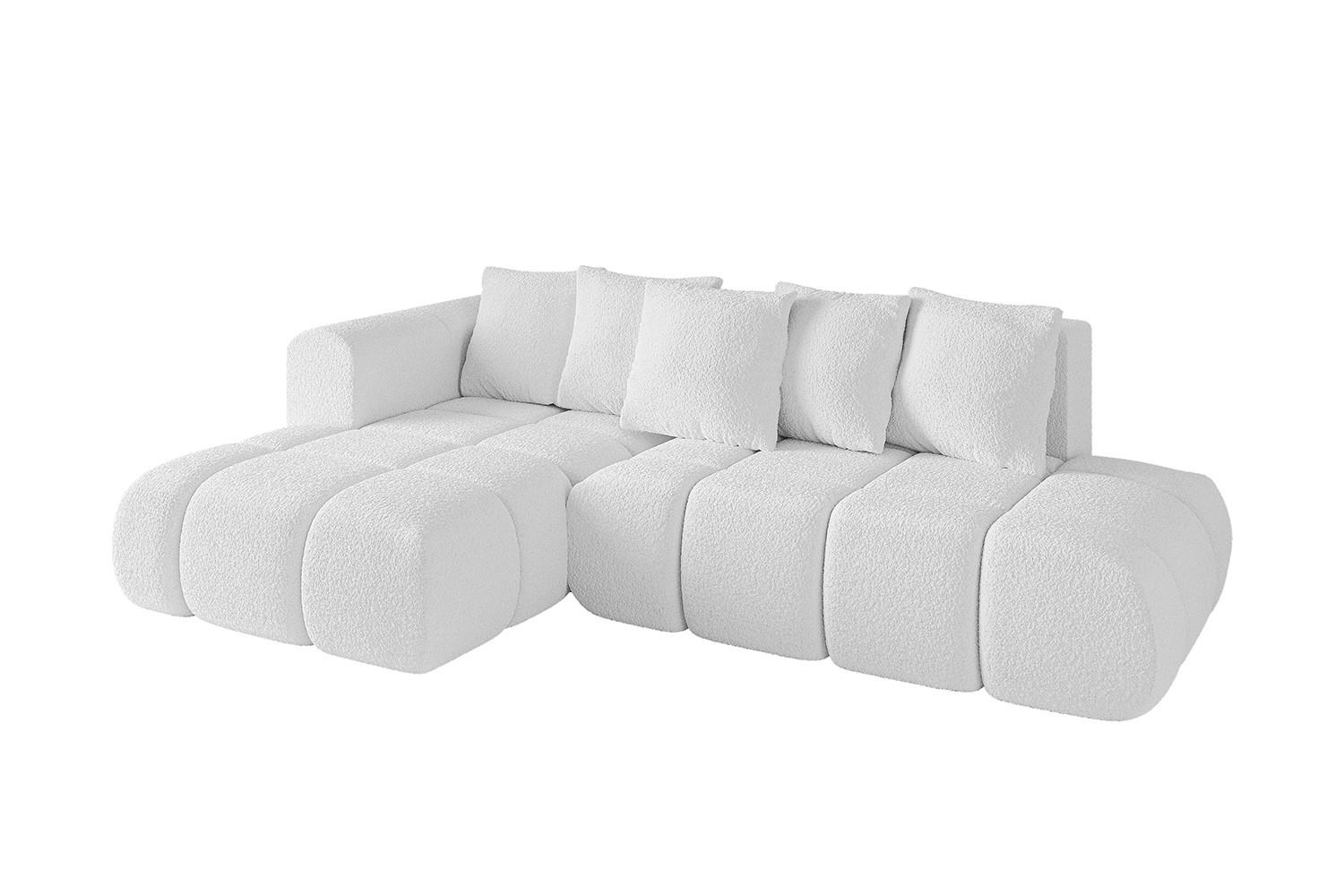 ECKSOFA Ottomane Links CLOUD-L-v1 280x185x90 Weiß Bouclé - Weiß, Holzwerkstoff/Kunststoff (180/289cm) - ALTDECOR