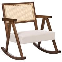 SCHAUKELSESSEL Holz Braun/Hellbeige Rya - Beige/Braun, Textil (65/79/78cm) - Beliani