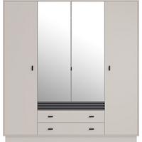 DREHTÜRENSCHRANK PUNTO 200/210/56cm 4-türig mit Spiegel Kaschmir - Kaschmir, Holzwerkstoff (200/210/56cm) - MASSENO