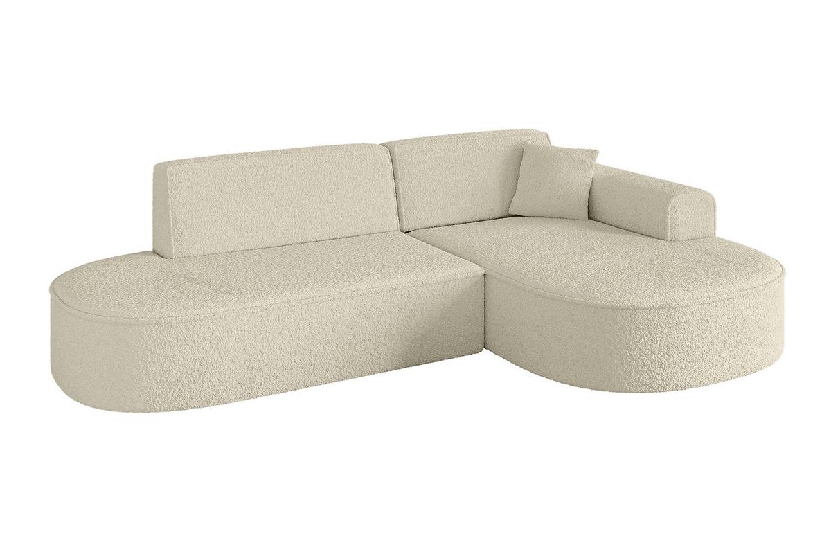 ECKSOFA Ottomane Rechts MARI-L1 - 243x171x79 cm Beige Bouclé - Beige/Schwarz, Holzwerkstoff/Kunststoff (234/163cm) - ALTDECOR