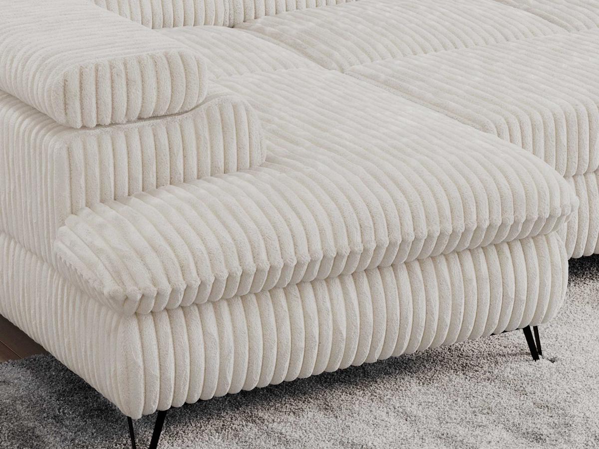 WOHNLANDSCHAFT PEDRO U Cord Creme - Creme/Schwarz, Textil/Metall (346/76/208cm) - MKS
