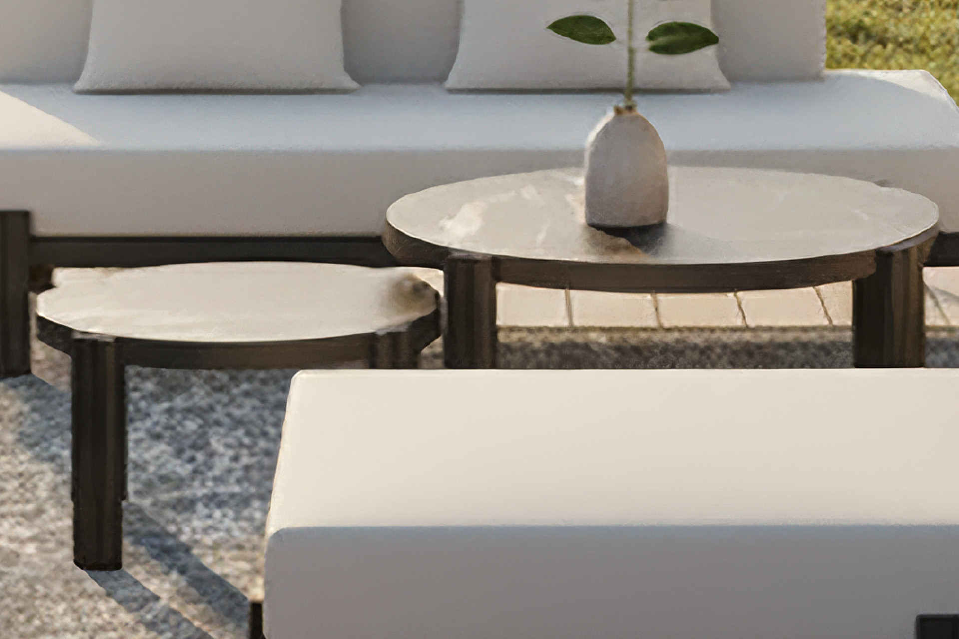 Tische Schwarz zu Loungegarnitur Gestell Aluminum pulverbeschichtet Polyvinylchlorid (PVC) matt Marmoroptik