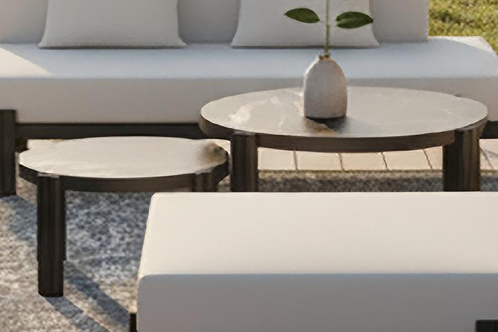 Tische Schwarz zu Loungegarnitur Gestell Aluminum pulverbeschichtet Polyvinylchlorid (PVC) matt Marmoroptik