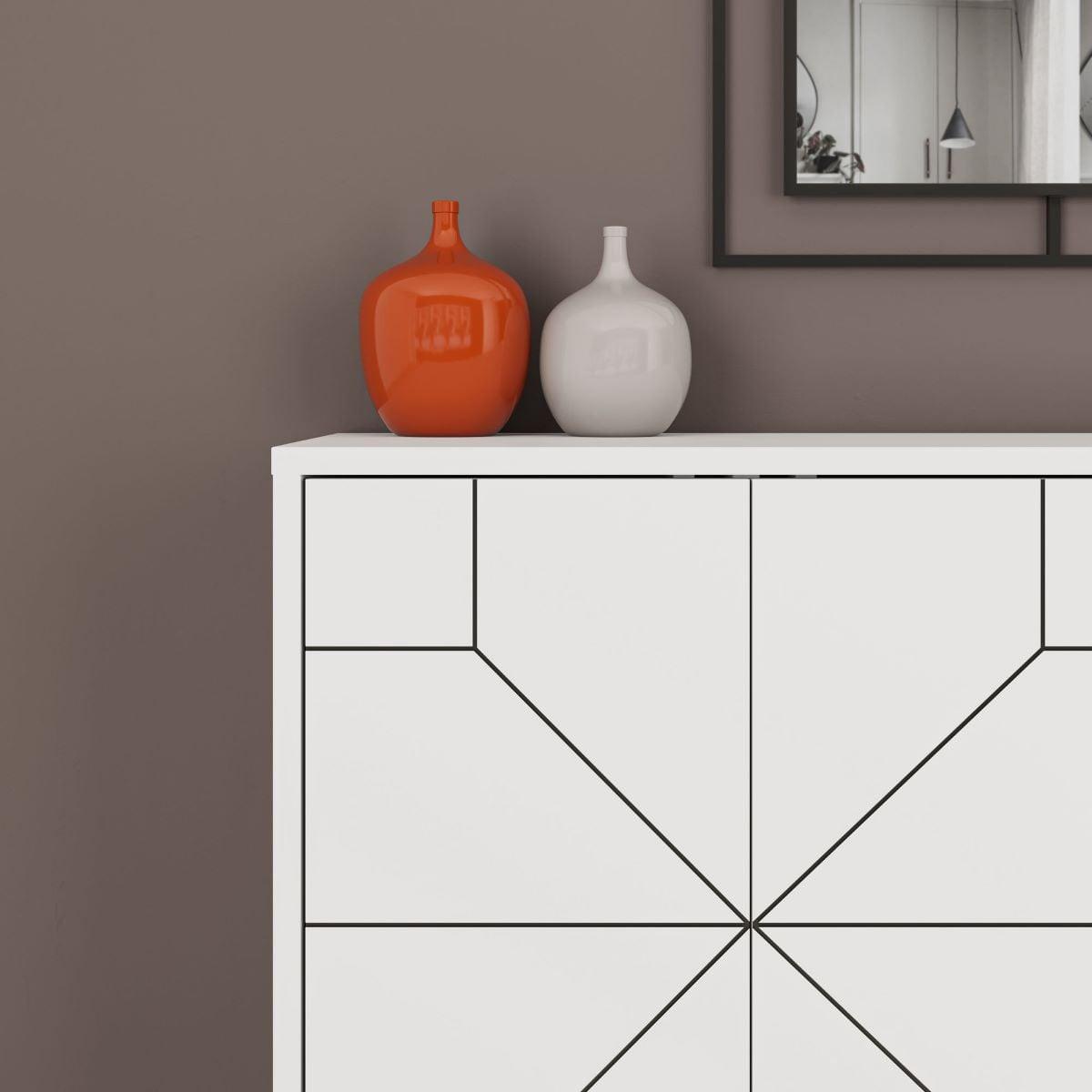SIDEBOARD mit 4 Türen und dekorierten Türen L123 cm - Dune - Weiß, Holzwerkstoff (35/62.4/16cm) - Calicosy