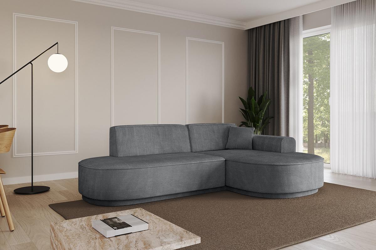 ECKSOFA Ottomane Rechts MARI-L1-v3 - 243x171x83 cm Dunkelgrau Cord - Dunkelgrau/Schwarz, Holzwerkstoff/Kunststoff (171/243cm) - ALTDECOR