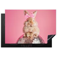 HERDABDECKPLATTE Schleife - Discoball - Kaninchen Ceranfeldabdeckung 76x51.5 cm - Pink, Kunststoff (76/51.5/0.2cm) - MuchoWow