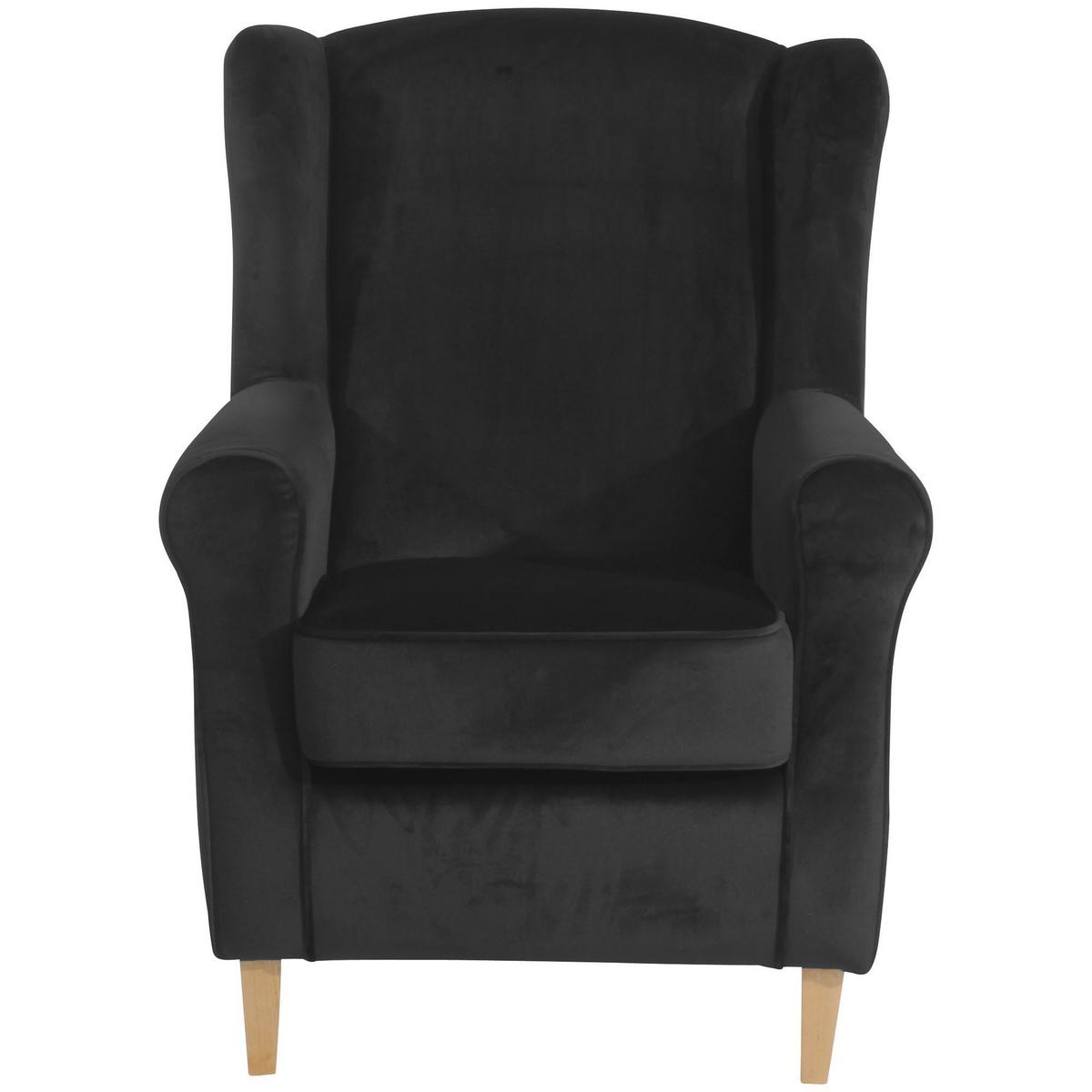 OHRENSESSEL Karlen Bezug Samtvelours Buche natur / schwarz - Buchefarben/Schwarz, Kunststoff (86/103/77cm) - 58aufmkessel