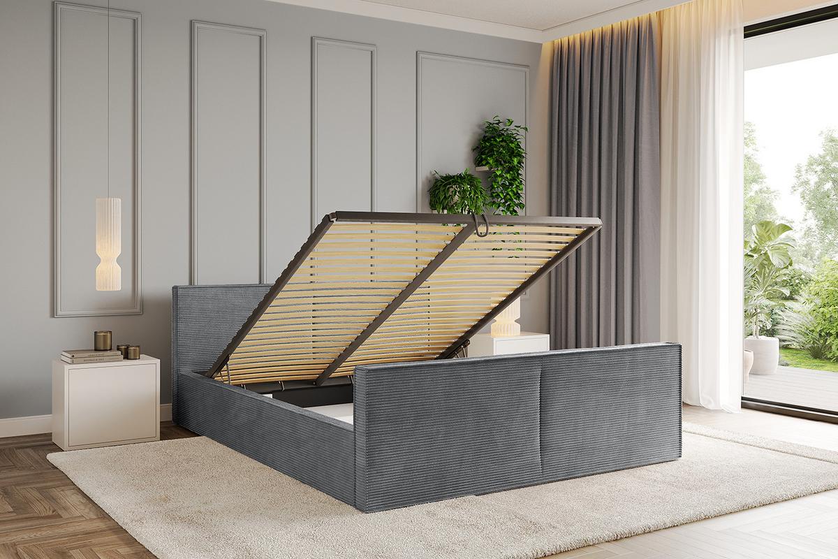 POLSTERBETT mit Bettkasten, Fußteil und Lattenrost, Boxbett mit Matratze H3/H4 - EMMI-Z-V1 180x200 Dunkelgrau - Anthrazit, Holzwerkstoff/Textil (180/200cm) - ALTDECOR