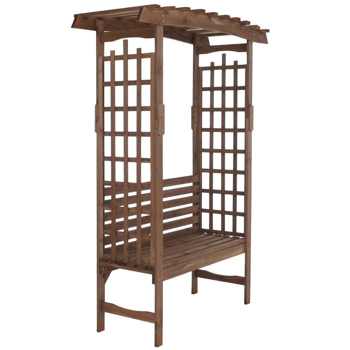 ROSENBOGEN MIT SITZBANK Dunkelbraun - Dunkelbraun, Holz (160/201/60cm) - MCW
