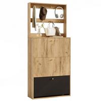 SCHUHSCHRANK mit schuhschrank, 3 klappfächer und garderobenhaken - Naturfarben, Holzwerkstoff (75/180/24cm) - Urban Meuble