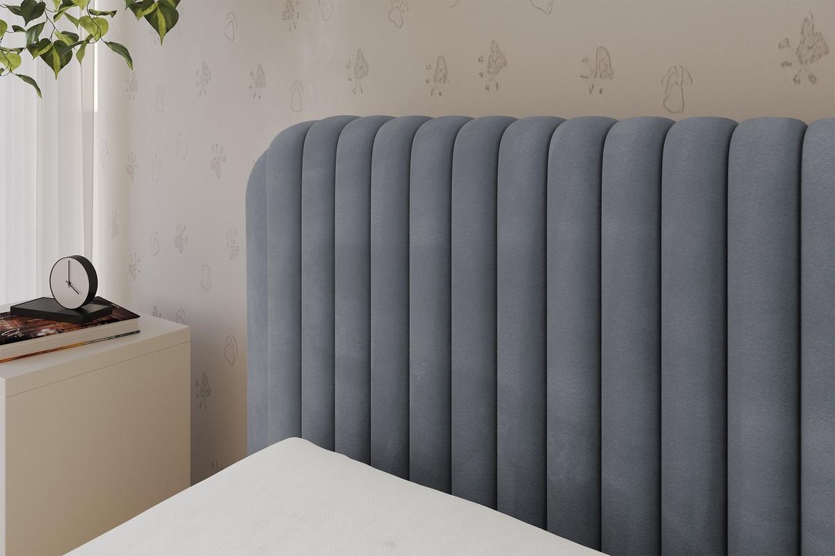 EINZELLBETT Jugendbett mit Bettkasten, Rechts - AURY 100x200 Grau - Blaugrau, Holzwerkstoff/Textil (100/200cm) - ALTDECOR