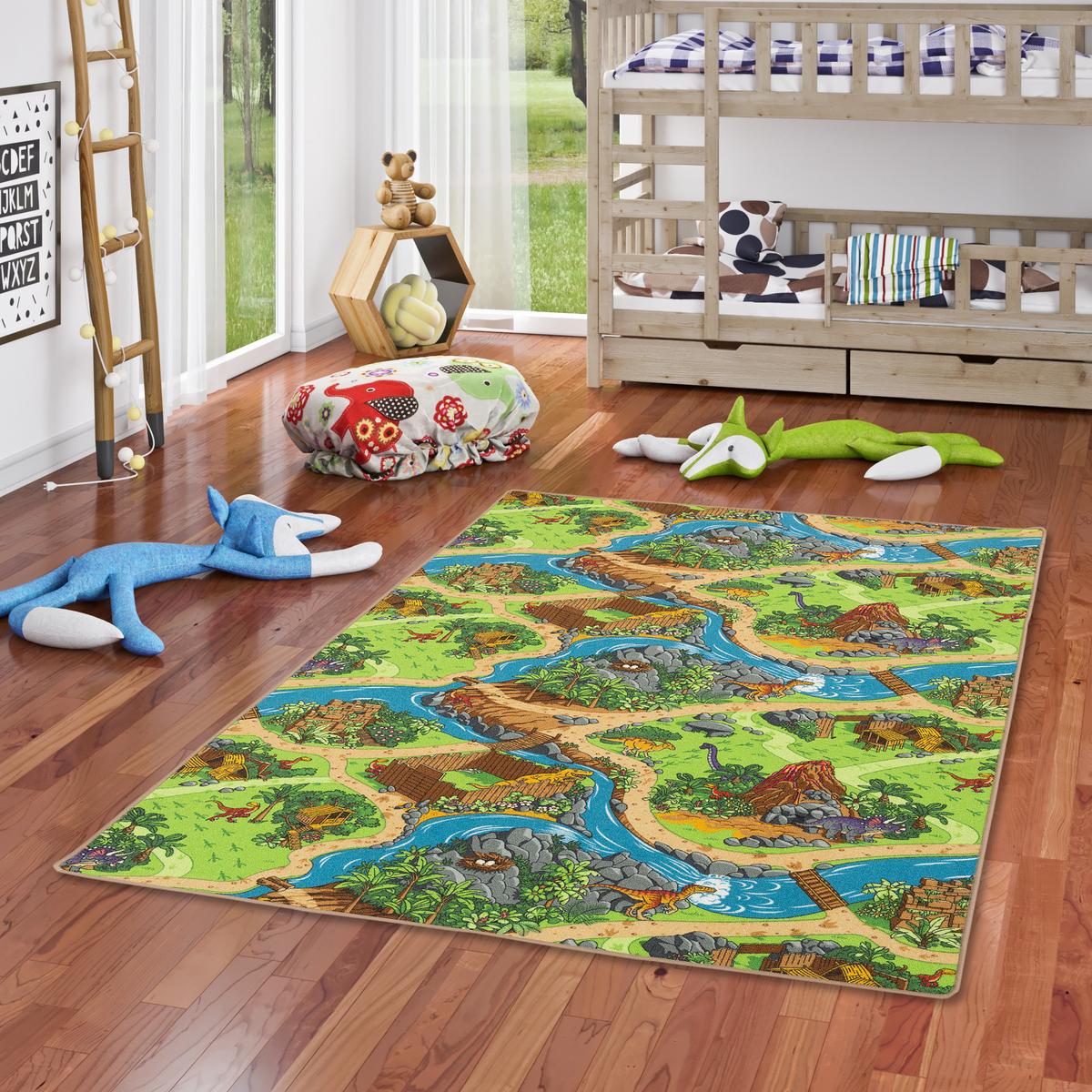 KINDER SPIEL STRASSENTEPPICH - Türkis, Textil (140/200cm) - Snapstyle