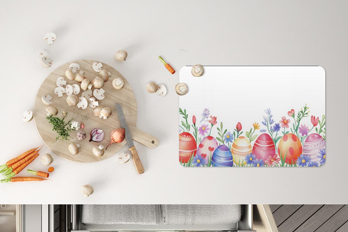 PLATZSETS 6er-Set Blumengarten - Bunt - Eier Placemats 45x30 cm - Weiß, Kunststoff (0.3/45/30cm) - MuchoWow