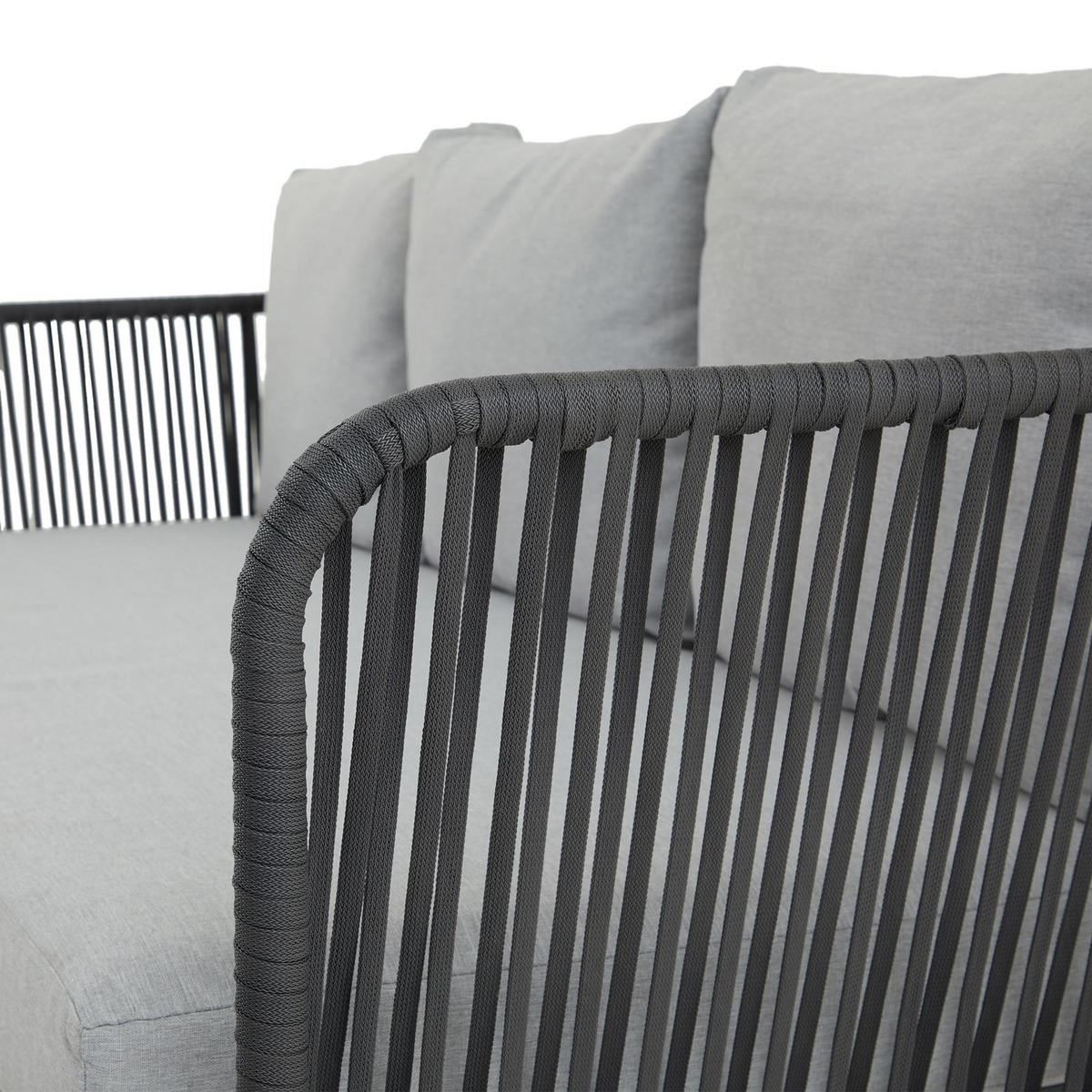 GARTENLOUNGE MYKONOS 4er Set grau/schwarz - Schwarz/Grau, Metall - CARO-Möbel