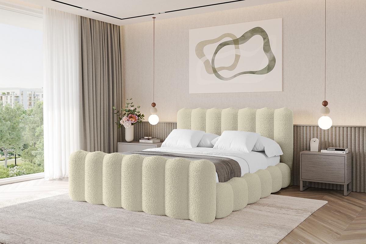POLSTERBETT mit Bettkasten, Fußteil und Lattenrost, Bett mit Matratze H3/H4 - SORA-Z 180x200 Beige - Taupe, Holzwerkstoff/Textil (180/200cm) - ALTDECOR
