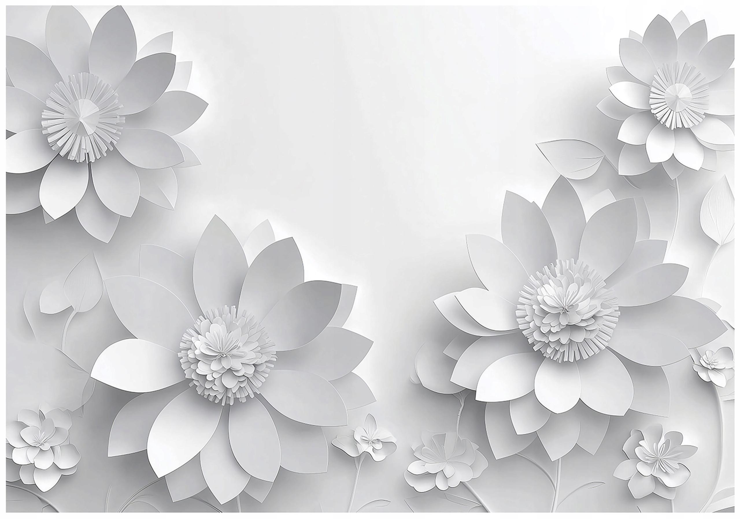 FOTOTAPETE 3D Effekt Blumen Grau Wohnzimmer Vlies Tapete 150x105 - Multicolor, Papier (150/105cm) - Wallarena