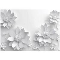 FOTOTAPETE 3D Effekt Blumen Grau Wohnzimmer Vlies Tapete 150x105 - Multicolor, Papier (150/105cm) - Wallarena