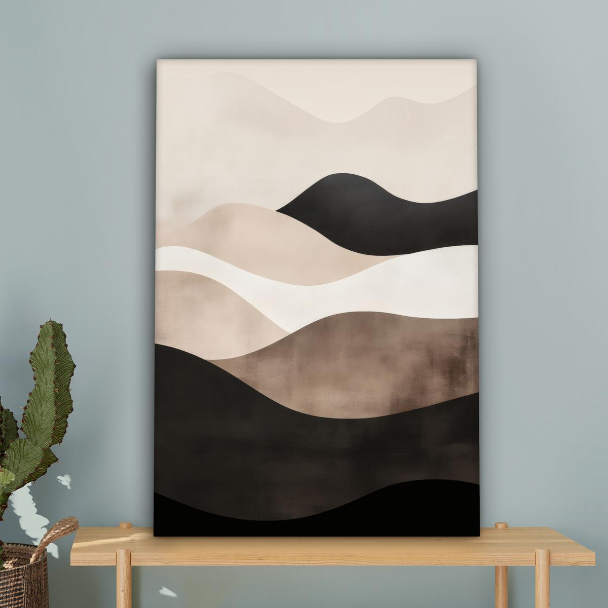 LEINWANDBILD Abstrakt - Landschaft - Wellen - Cremefarben Wanddeko 40x60 cm - Cappuccino, Textil (40/60cm) - MuchoWow