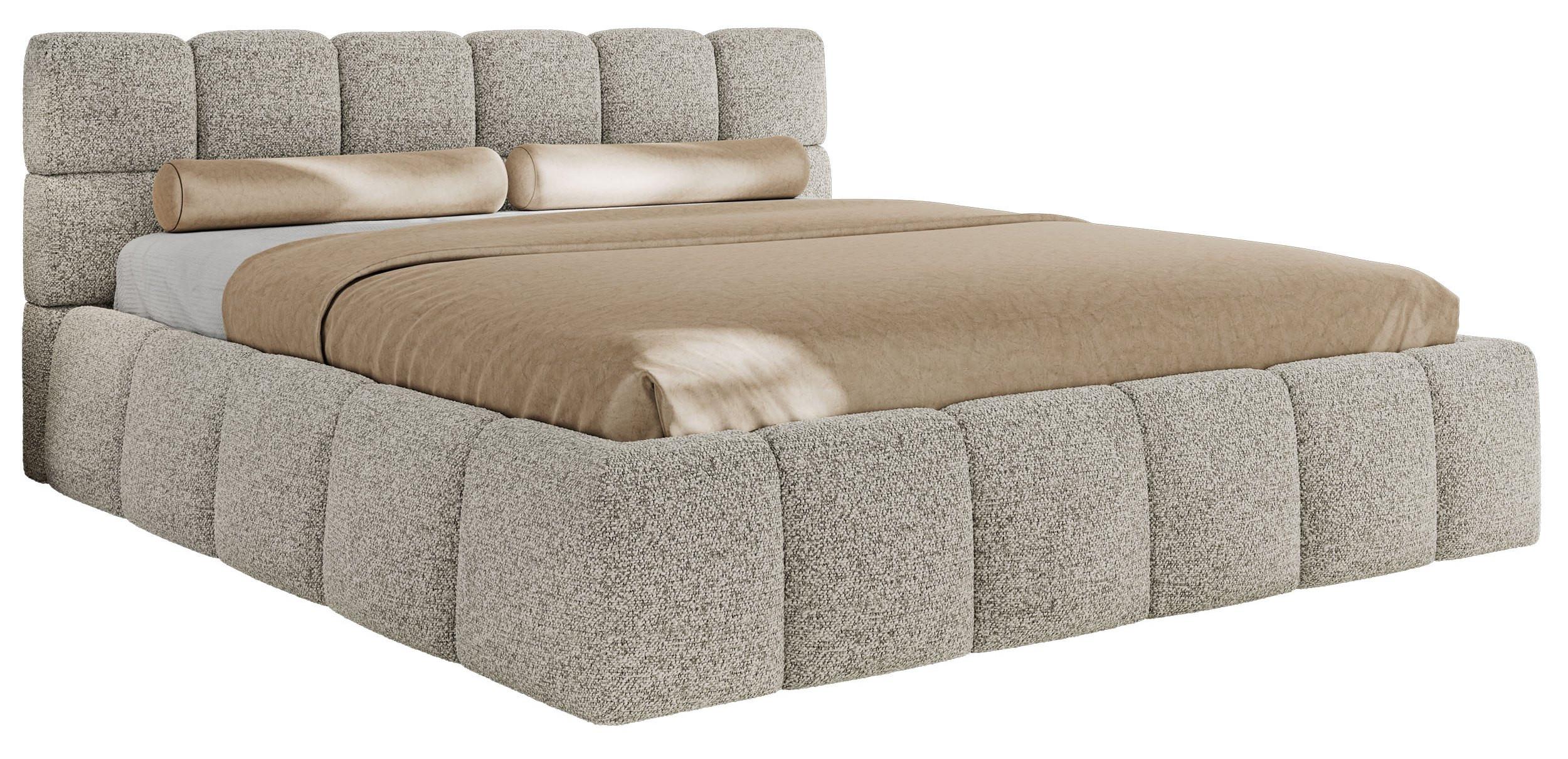 POLSTERBETT NIRA CLASSIC 200/200 - Hellgrau Strukture - ohne Matratze - Hellgrau, Textil (200/200cm) - MKS