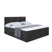 BOXBETT mit Matratze H4 und Lattenrost - OHIO - 140x200 cm - H4 - Schwarz - Schwarz, Holzwerkstoff (140/200cm) - ALTDECOR