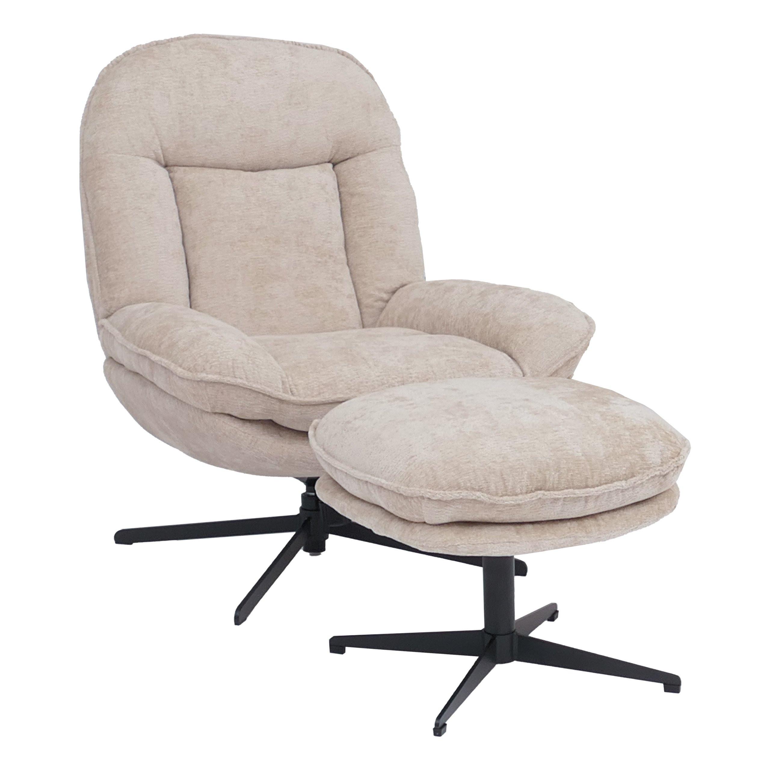 RELAXSESSEL MIT HOCKER Creme - Creme, Textil (80/96/90cm) - MCW