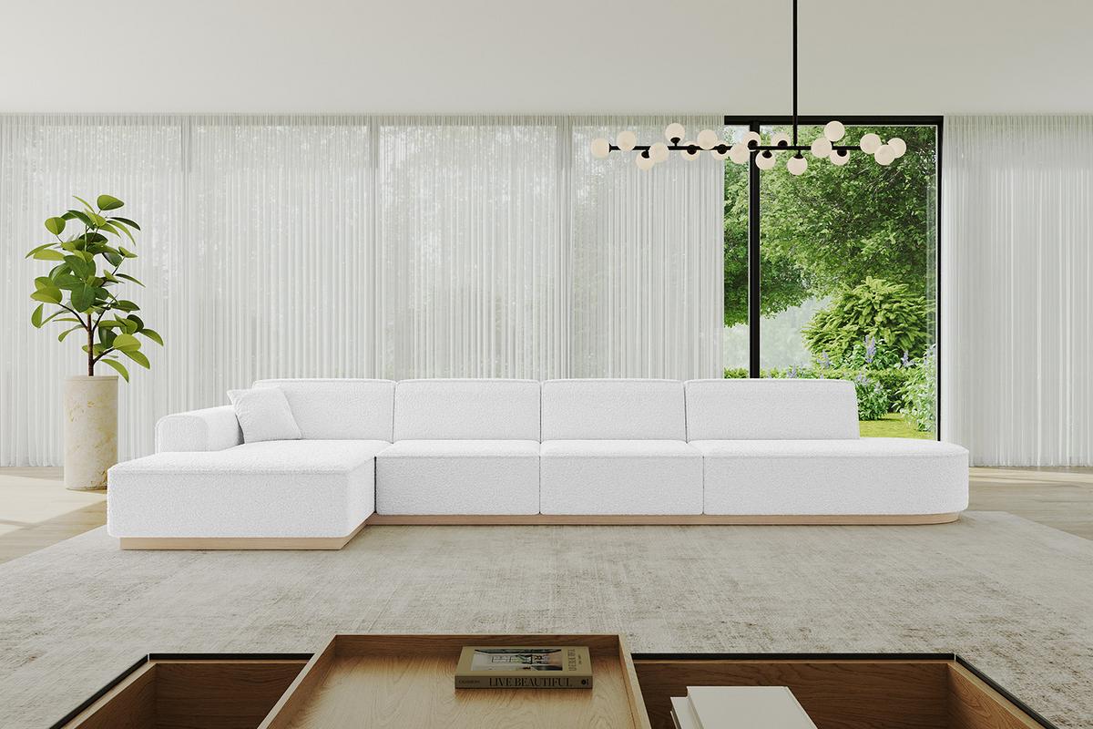 ECKSOFA Ottomane Links IREA-L3 - 412x165x80 cm Weiß - Weiß, Holzwerkstoff/Textil (412/165cm) - ALTDECOR