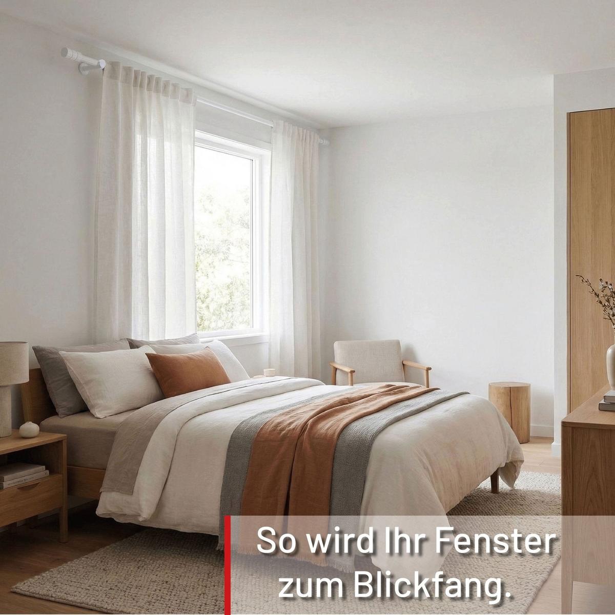 GARDINENSTANGE auf Maß 1-lauf Wandmontage Zylinder 250cm - Weiß, Metall (250cm) - Deco-Raum