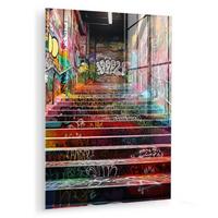 ACRYLGLASBILD Treppe - Graffiti - Farben - Kunst 60x80 cm - Multicolor, Glas (60/80cm) - MuchoWow
