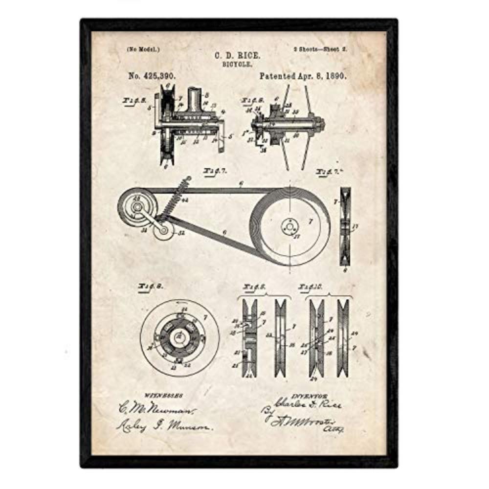POSTER Fahrrad-Patententwurf A3 Rahmenlos - Klar, Papier (29.7/5/42cm) - Nacnic