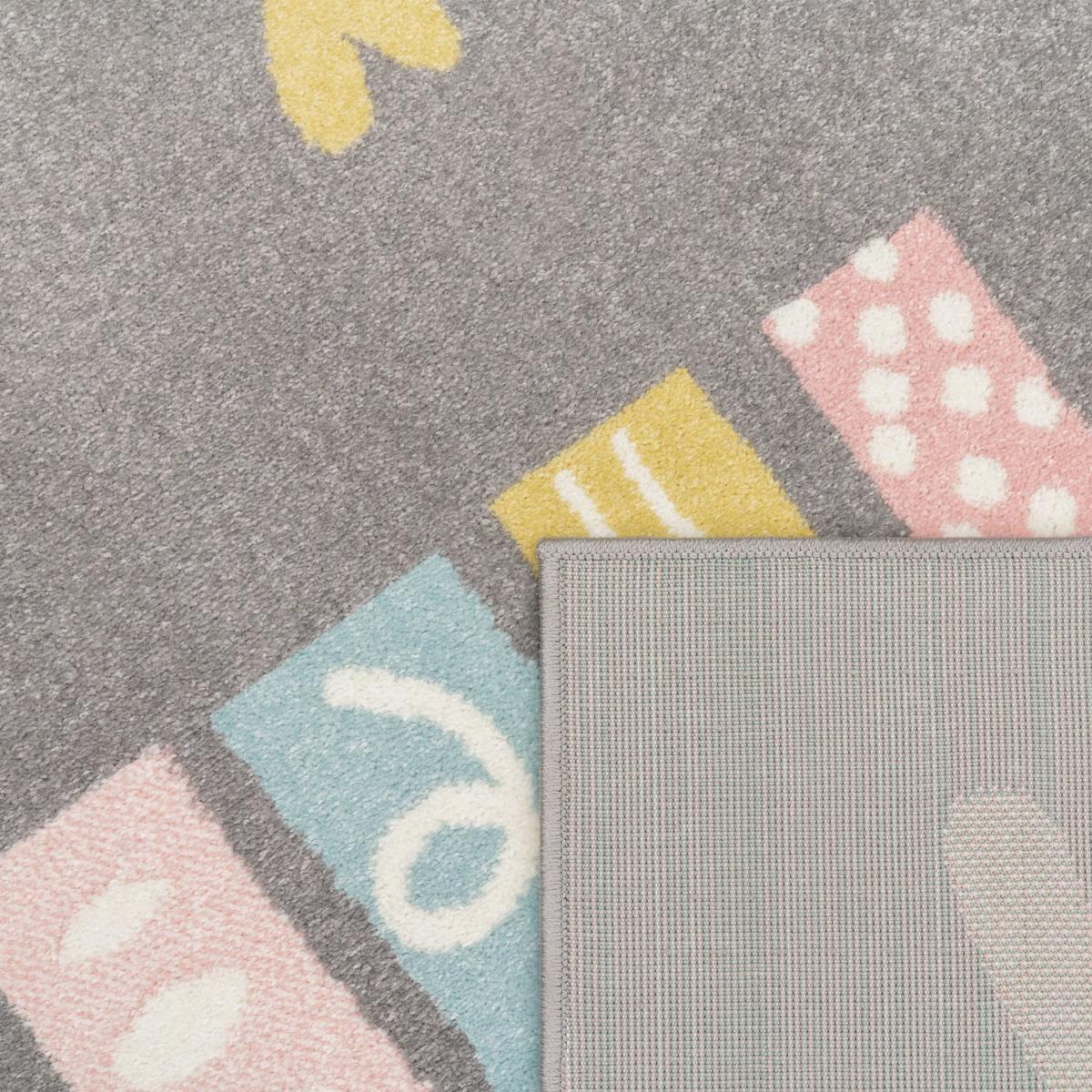 KINDERTEPPICH, mit Regenbogen-Motiv, Grau, Ø 120 cm - Grau, Textil (120/120cm) - KADIMA DESIGN