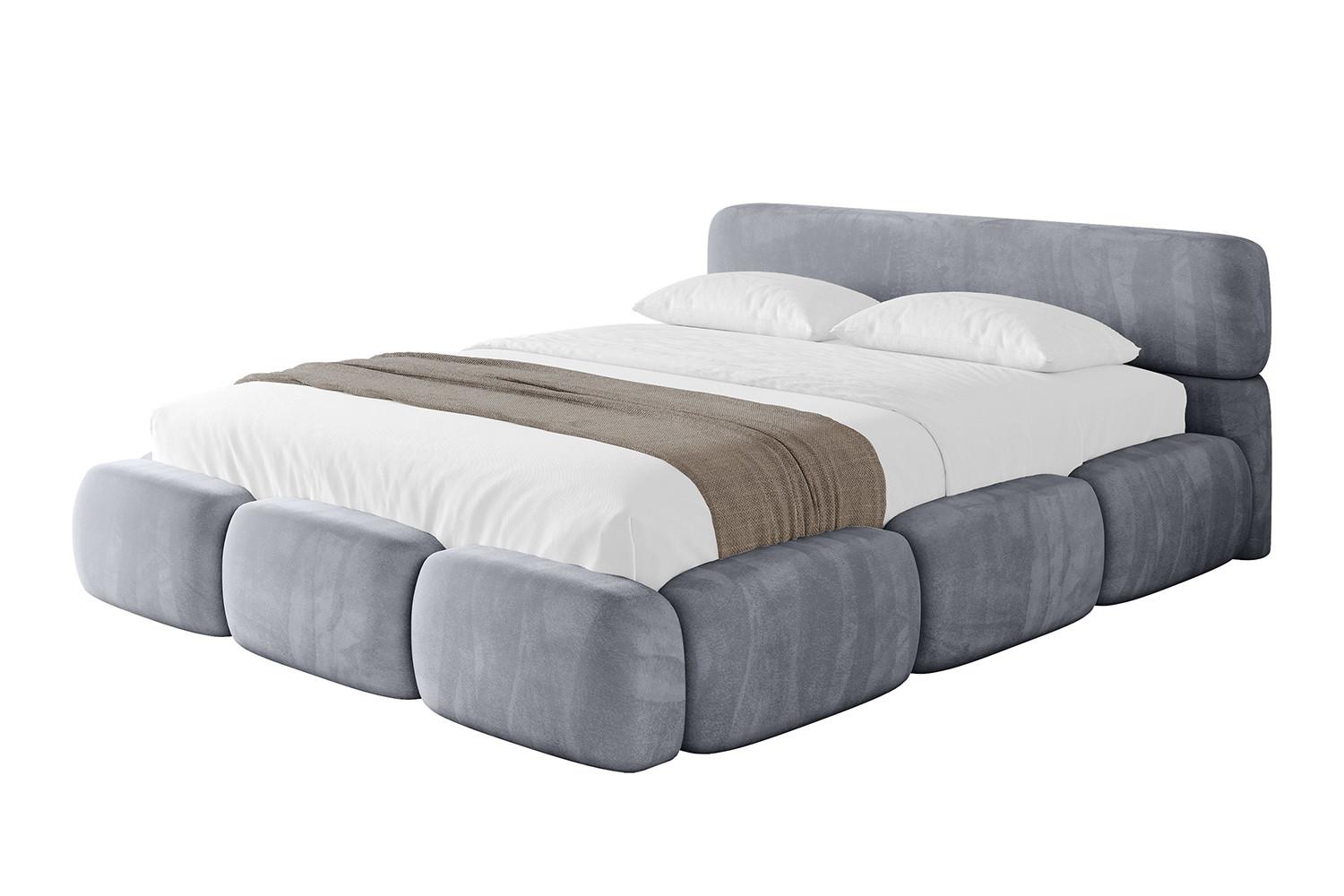 POLSTERBETT mit Bettkasten und Lattenrost, Bett mit Matratze H3/H4 - ELVA-v1 180x200 Grau - Grau, Holzwerkstoff/Textil (180/200cm) - ALTDECOR