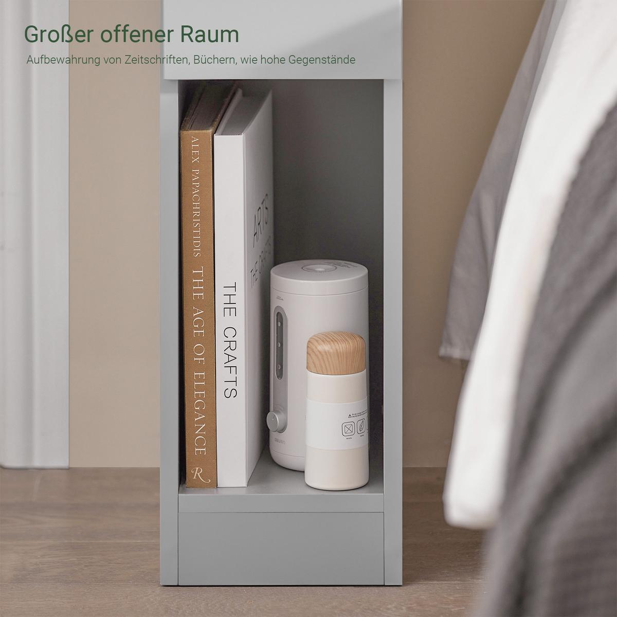 NACHTTISCH 2er Set, Hellgrau, 20x60x35cm - Grau, Holzwerkstoff (20/60/35cm) - SoBuy