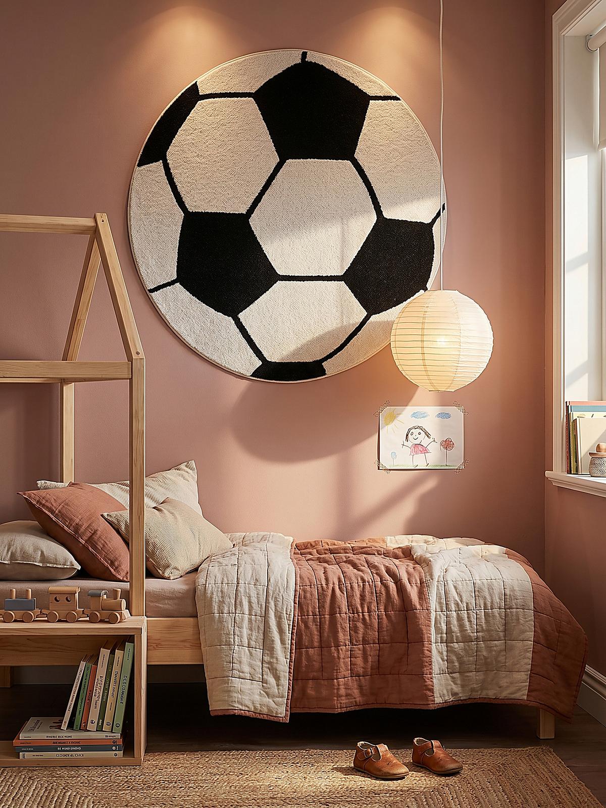 KINDERTEPPICH Kurzflor Fußball CANAZEI Polypropylen Schwarz-Weiß 160 x 160 cm - Multicolor, Textil (160/160cm) - KADIMA DESIGN