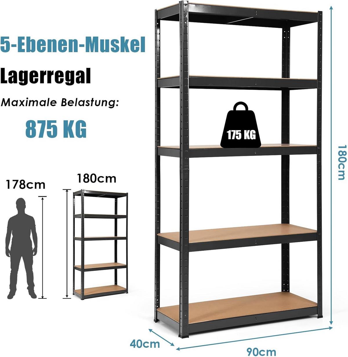 LAGERRGAL Schwarz - Schwarz, Holz (90/180/40cm) - COSTWAY