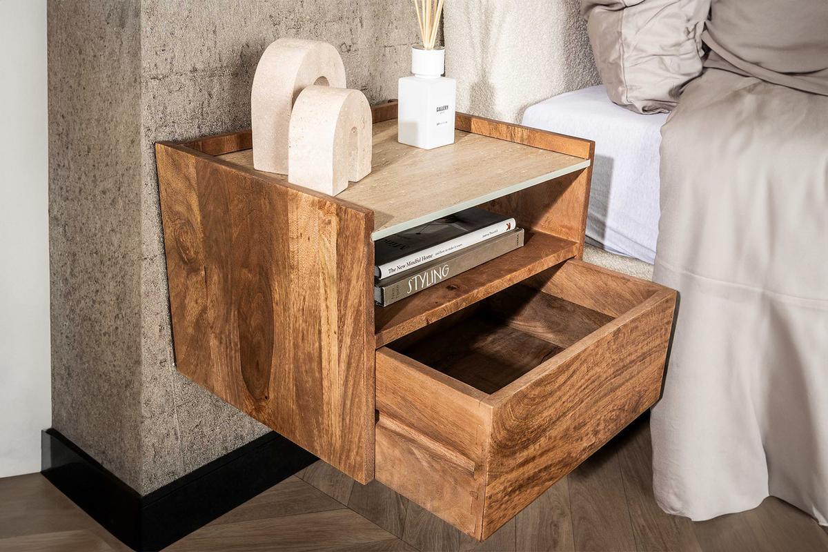 NACHTTISCH NORYN Holz Mango - Zwetschgeholzfarben, Holz (40/30/35cm) - KAWOLA