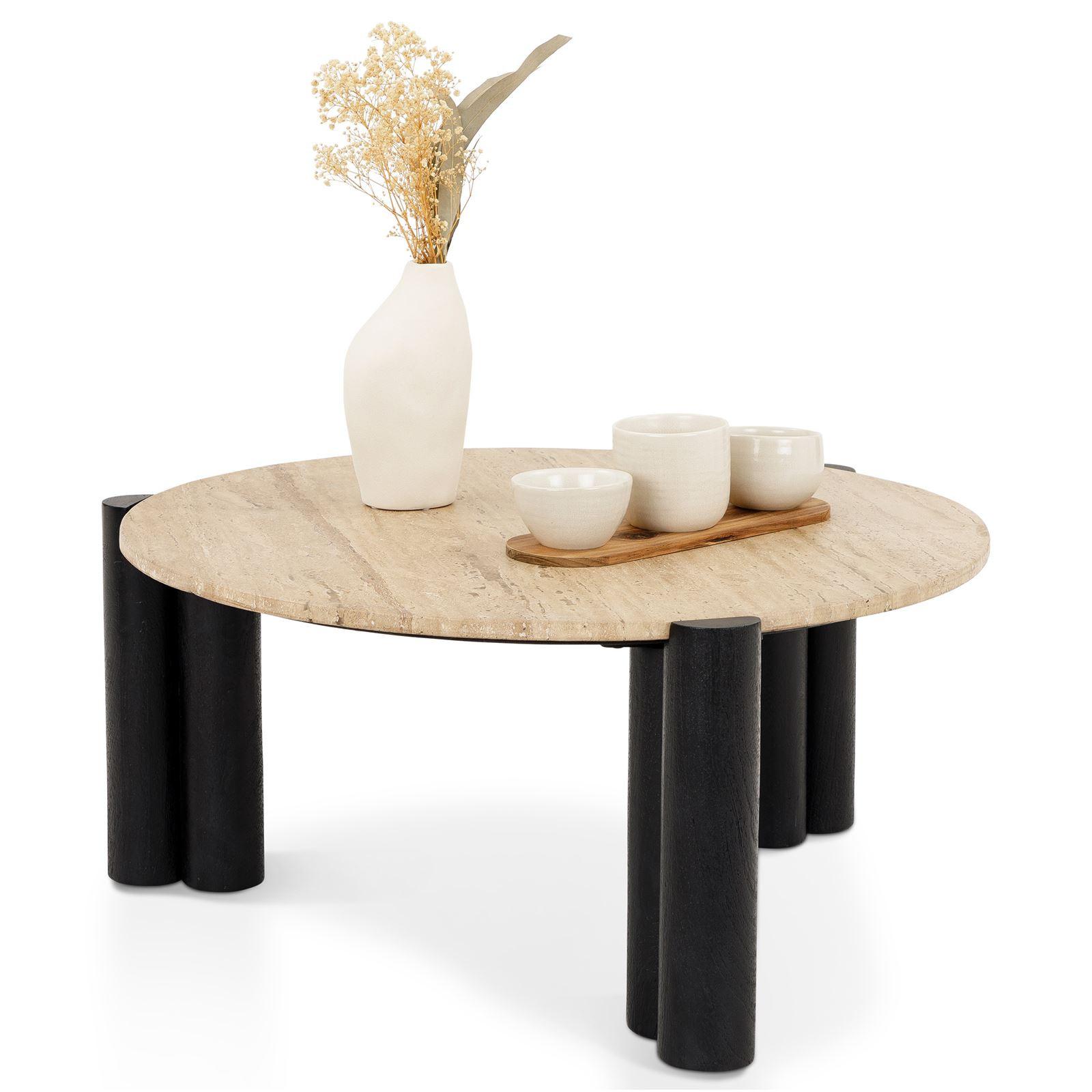 COUCHTISCH TAPTI beige/schwarz - Beige/Schwarz, Holz/Naturmaterialen (80/80/35cm) - IDIMEX